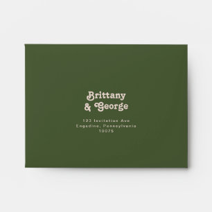 Simple Retro Vibes Olive Green Self Addressed RSVP Envelope