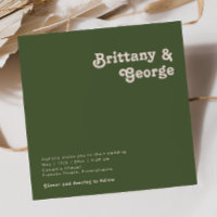 Simple Retro Vibes | Olive Green Square Wedding