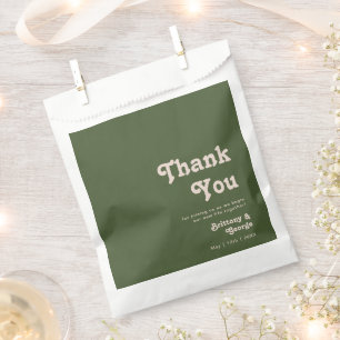 Simple Retro Vibes   Olive Green Thank You Favour Bag