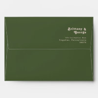 Simple Retro Vibes Olive Green Wedding Invitation