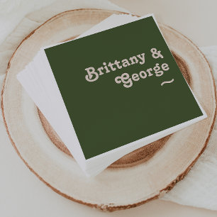 Simple Retro Vibes   Olive Green Wedding Napkins