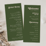 Simple Retro Vibes | Olive Green Wedding Program<br><div class="desc">This simple retro vibes | olive green wedding program is perfect for your classic funky vintage earth tones wedding. The design features a minimalist hippie rustic boho font. The neutral southwest desert colour palette and earthy bohemian mid-century lettering combine for a perfect, minimal modern western destination design. Feel free to...</div>