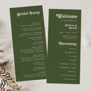 Simple Retro Vibes Olive Green Wedding Program