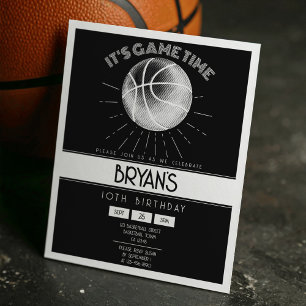 Simple Retro White Basketball Budget Birthday
