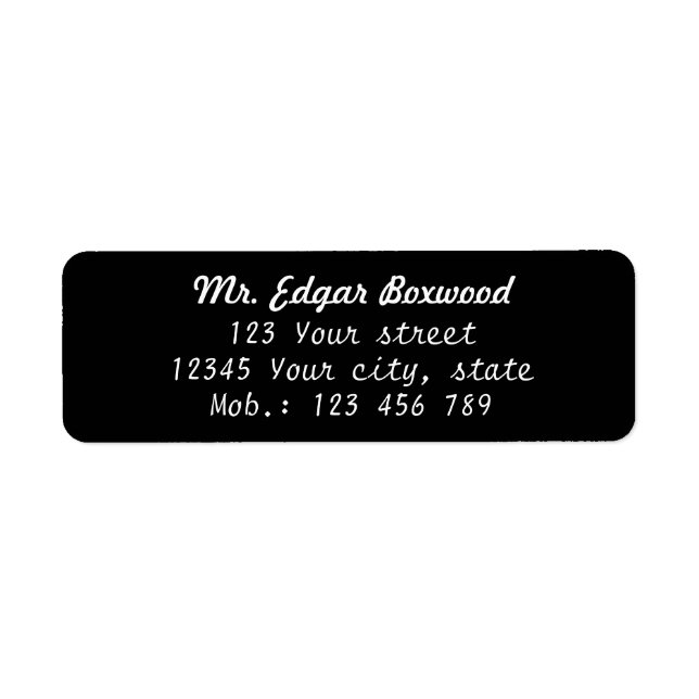 Simple Return Address Black Return Address Label (Front)