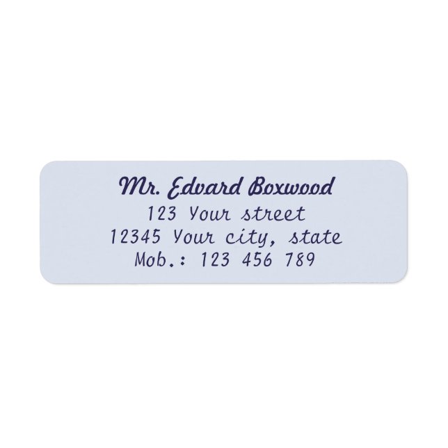 Simple Return Address Blue Return Address Label (Front)