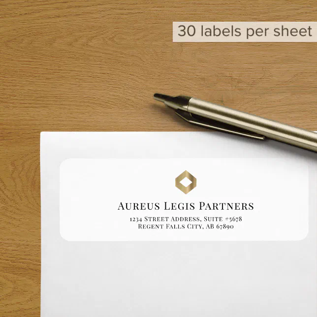 Simple Return Address Labels with Gold Logo | Zazzle