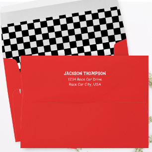 Simple Return Address Red Black White Chequered Envelope