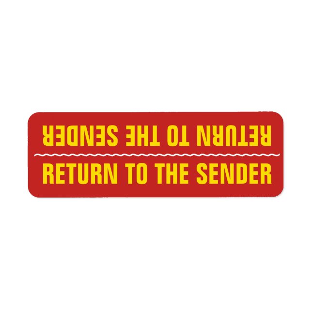 Simple "RETURN TO THE SENDER" Label Return Address Label (Front)