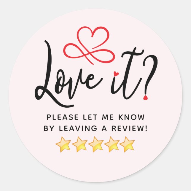 Simple Review Request Classic Round Sticker (Front)