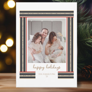 Simple Ribbon Border Happy Holidays Card