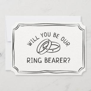 Simple Ring Bearer Proposal Modern.Black and White Card
