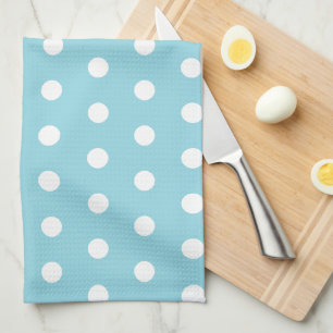 Simple Robin Egg Blue Polka Dots Kitchen Towel