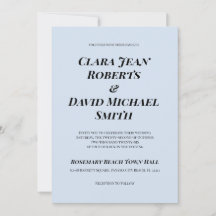 Simple Robin's Blue Minimalist Wedding Invitation