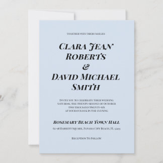 Simple Robin's Blue Minimalist Wedding Invitation