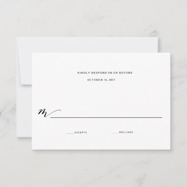 Simple Romance Calligraphy Wedding Reply RSVP Card (Front)