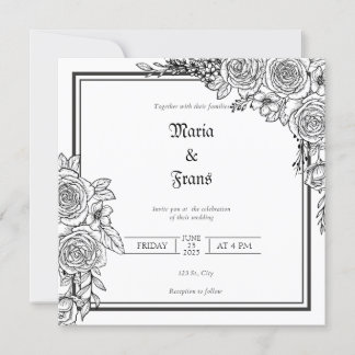 Simple Romance Floral Wedding Invitation. Invitation