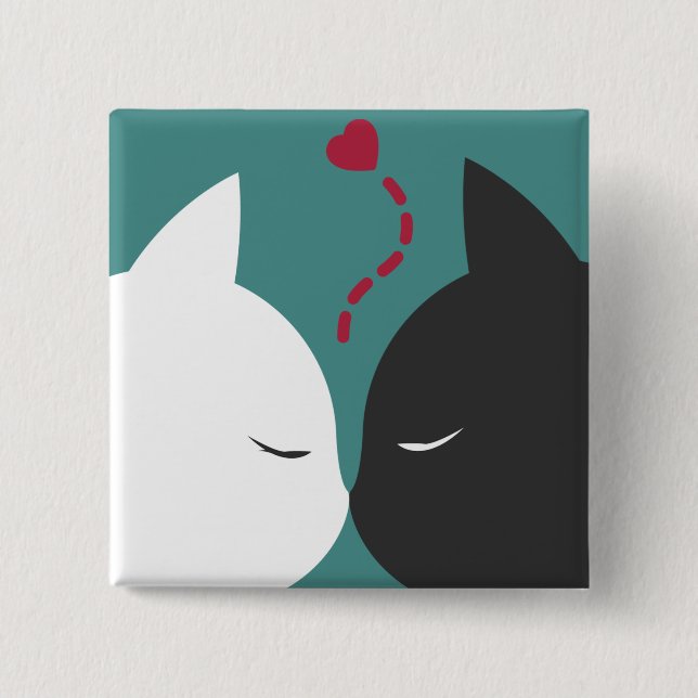 Simple Romantic Cats In Love Pin Button (Front)
