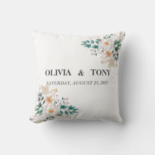 Simple Romantic Floral Wedding Cushion