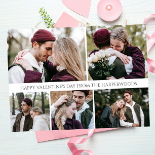 Simple Romantic Love Family valentines day 5 photo Holiday Card