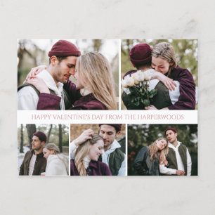 Simple Romantic Love Family valentines day 5 photo Holiday Postcard