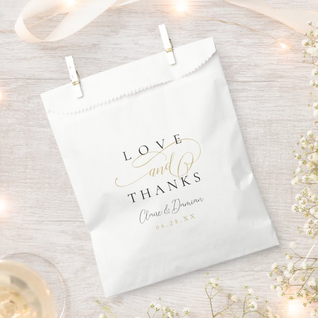 Simple romantic love & thanks script wedding favour bag (Clipped)