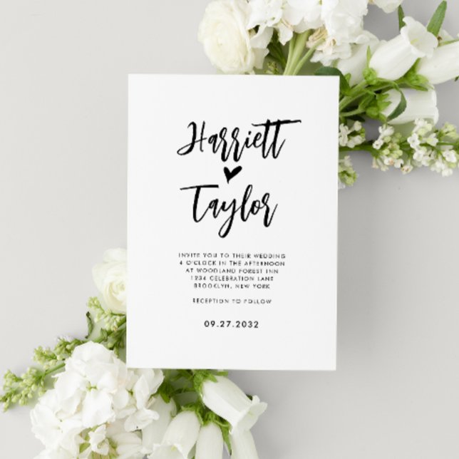 Simple Romantic Lovely Heart Script Wedding Invitation (Creator Uploaded)