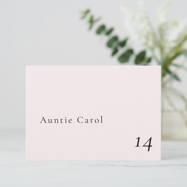 Simple Romantic Pale Blush Classic Place Card  (Standing Front)