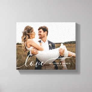 Simple Romantic Photo Love Calligraphy Script Canvas Print
