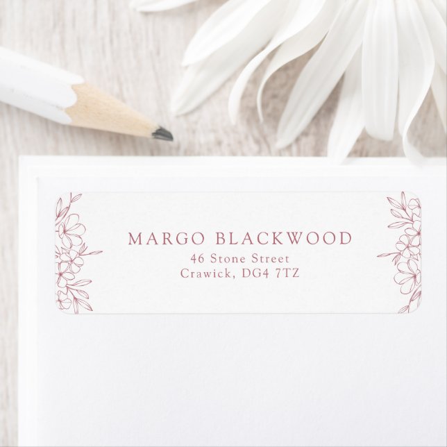 Simple Romantic Pink Cherry Blossom Return Address Label (Insitu)