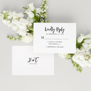 Simple Romantic Script Heart Monogram Wedding Rsvp Card