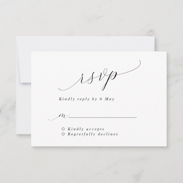 Simple Romantic Script Wedding RSVP Card (Front)