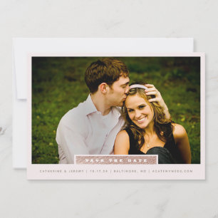 Simple Rose Gold Block Photo Save The Date