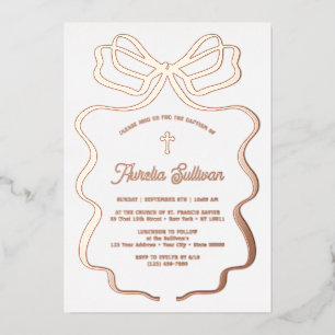 Simple Rose Gold Bow Baptism