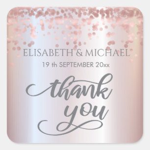 Simple rose gold confetti metallic trendy elegant square sticker