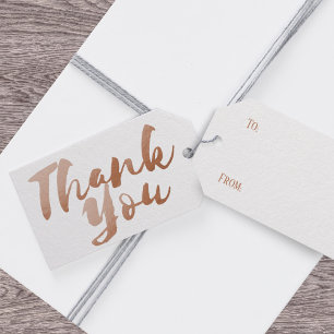 Simple Rose Gold Faux Foil Thank You Gift Tags