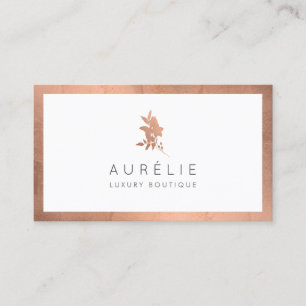 Simple Rose Gold Floral Luxury Boutique Business Card