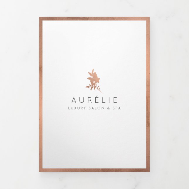 Simple Rose Gold Floral Luxury Salon Brochure (Cover)