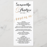 Simple rose gold foil chic wedding menu