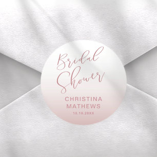 Simple Rose Gold Gradient Bridal Shower Classic Round Sticker