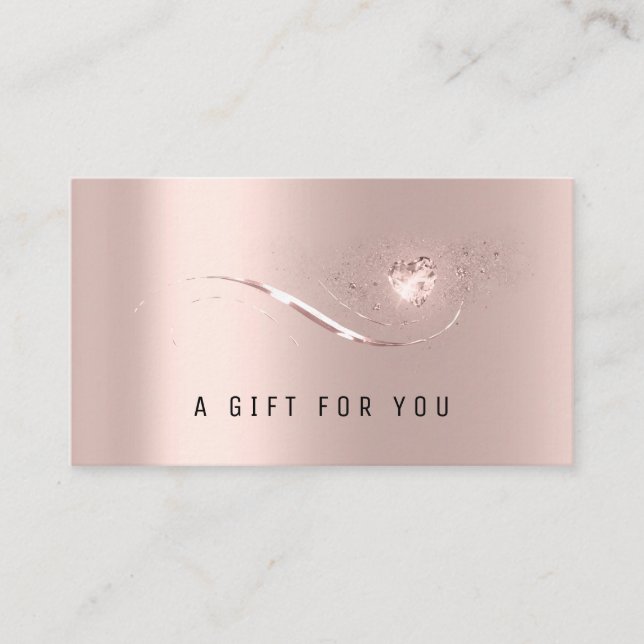 Simple Rose Gold Heart Gift Certificate Lashes MUA (Front)