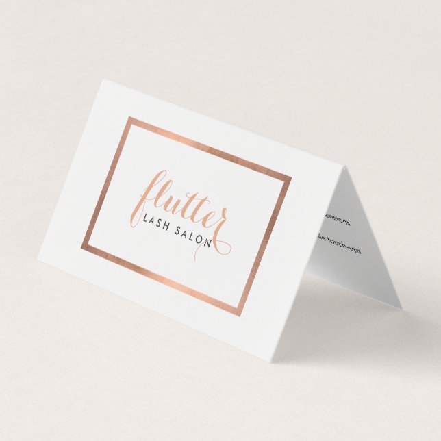 Simple Rose Gold Lash Salon Logo Aftercare Card (Front)