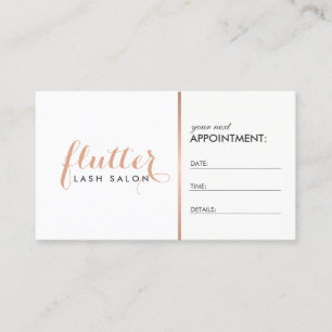 Simple Rose Gold Lash Salon Logo Appointment Card