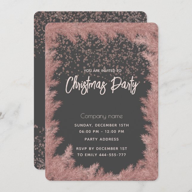 Simple rose gold  luxury corporate Christmas party Invitation (Front/Back)