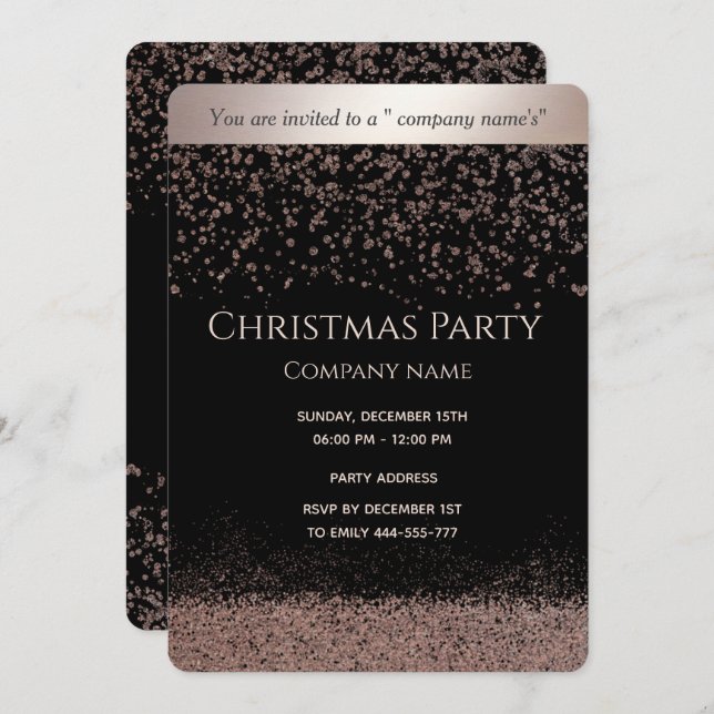 Simple rose gold  luxury corporate Christmas party Invitation (Front/Back)