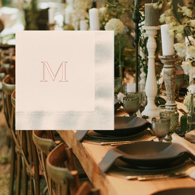 Simple Rose Gold Monogram Coined Luncheon Foil Napkins (Creator Uploaded)
