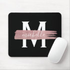 Simple Rose Gold Paint Classy Monogram Black