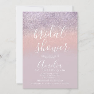 Simple Rose Gold Pink Bridal Shower Glitter Invitation