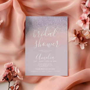 Simple Rose Gold Pink Bridal Shower Glitter Invitation