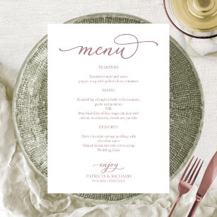 Simple Rose Gold Script Wedding Menu